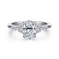 Avah - 14K White Gold Oval Diamond Cluster Engagement Ring