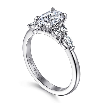 Avah - 14K White Gold Oval Diamond Cluster Engagement Ring