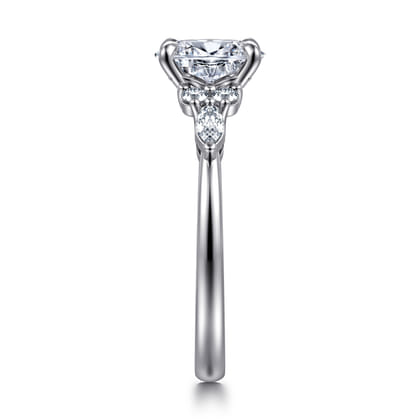 Avah - 14K White Gold Oval Diamond Cluster Engagement Ring