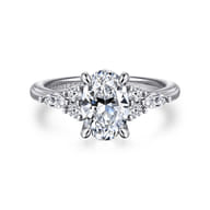 Avah - 14K White Gold Oval Diamond Cluster Engagement Ring