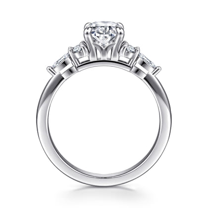Avah - 14K White Gold Oval Diamond Cluster Engagement Ring