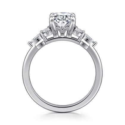 Avah - 14K White Gold Oval Diamond Cluster Engagement Ring