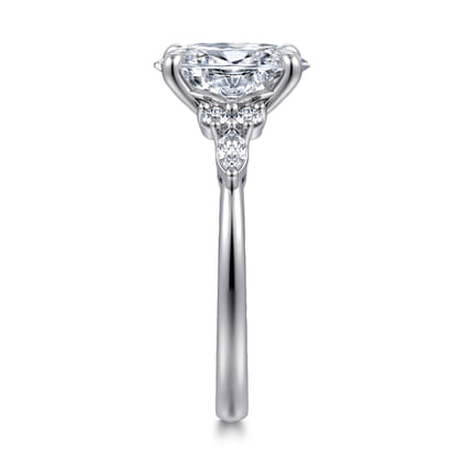 Avah - 14K White Gold Oval Diamond Cluster Engagement Ring