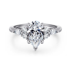 Avah - 14K White Gold Pear Shape Diamond Cluster Engagement Ring