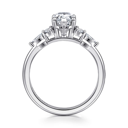 Avah - 14K White Gold Pear Shape Diamond Cluster Engagement Ring