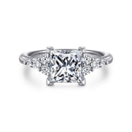 Avah - 14K White Gold Princess Cut Diamond Cluster Engagement Ring