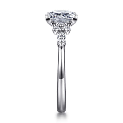 Avah - 14K White Gold Princess Cut Diamond Cluster Engagement Ring