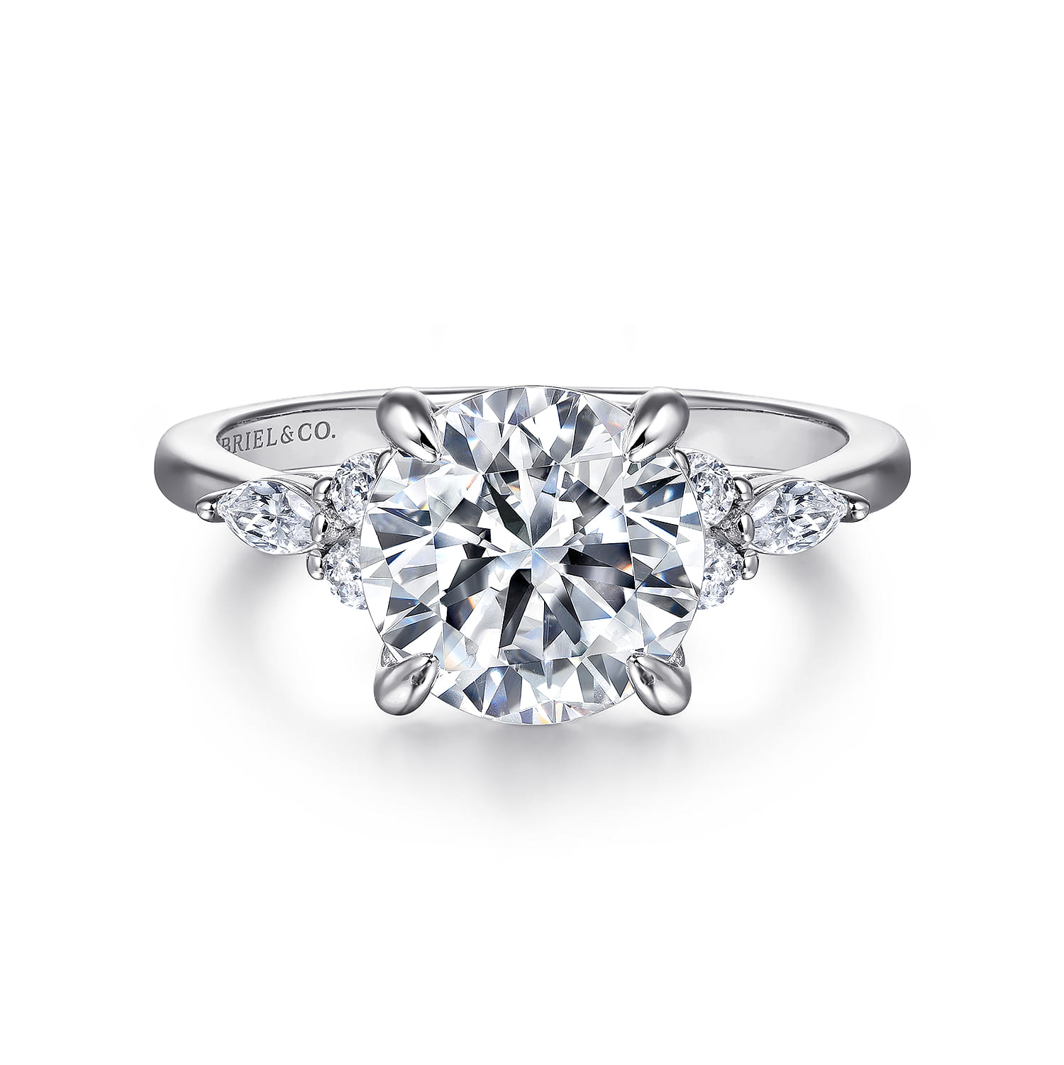 Avah - 14K White Gold Round Diamond Cluster Engagement Ring