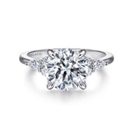 Avah - 14K White Gold Round Diamond Cluster Engagement Ring