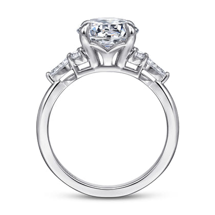 Avah - 14K White Gold Round Diamond Cluster Engagement Ring