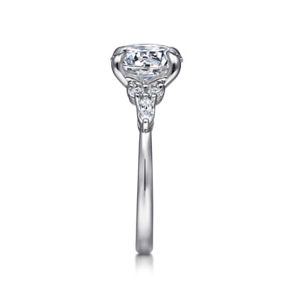 Avah - 14K White Gold Round Diamond Cluster Engagement Ring