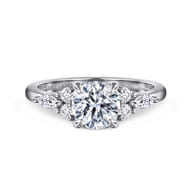 Avah - 14K White Gold Round Diamond Cluster Engagement Ring