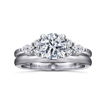 Avah - 14K White Gold Round Diamond Cluster Engagement Ring