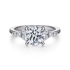 Avah - 14K White Gold Round Diamond Cluster Engagement Ring