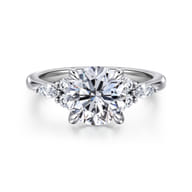 Avah - 14K White Gold Round Diamond Cluster Engagement Ring