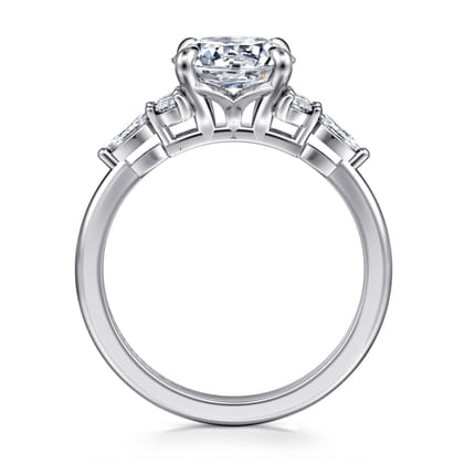 Avah - 14K White Gold Round Diamond Cluster Engagement Ring