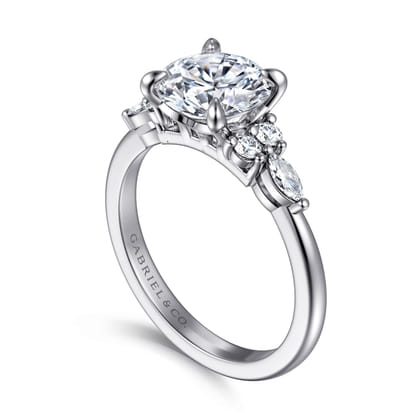 Avah - 14K White Gold Round Diamond Cluster Engagement Ring