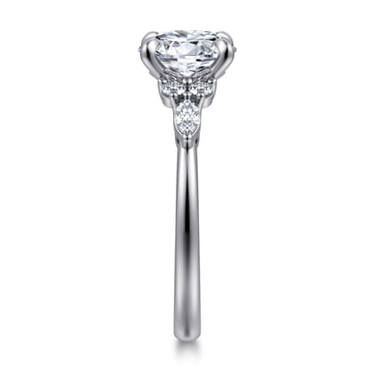 Avah - 14K White Gold Round Diamond Cluster Engagement Ring