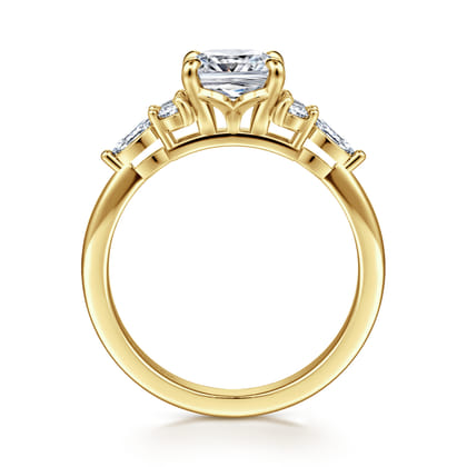 Avah - 14K Yellow Gold Cushion Cut Diamond Cluster Engagement Ring