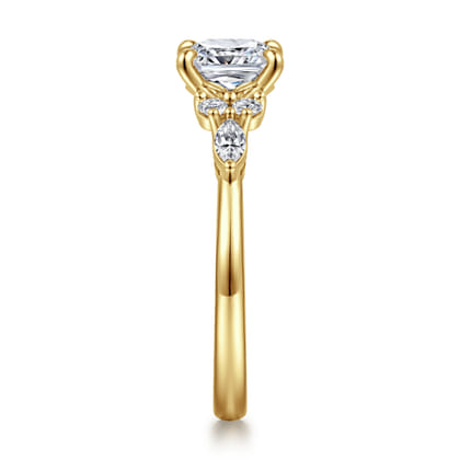 Avah - 14K Yellow Gold Cushion Cut Diamond Cluster Engagement Ring