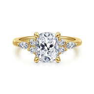 Avah - 14K Yellow Gold Elongated Cushion Diamond Cluster Engagement Ring