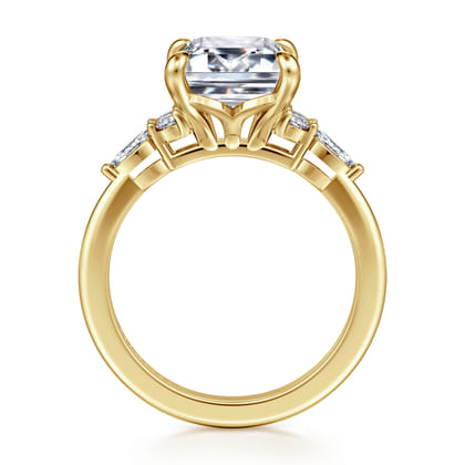 Avah - 14K Yellow Gold Emerald Cut Diamond Cluster Engagement Ring