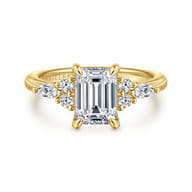Avah - 14K Yellow Gold Emerald Cut Diamond Cluster Engagement Ring