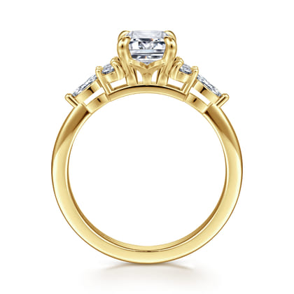 Avah - 14K Yellow Gold Emerald Cut Diamond Cluster Engagement Ring