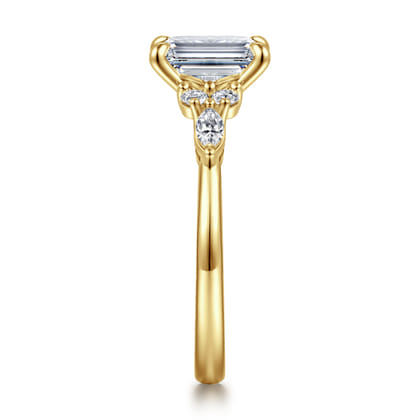 Avah - 14K Yellow Gold Emerald Cut Diamond Cluster Engagement Ring