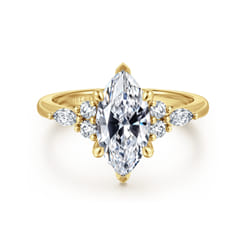 Avah - 14K Yellow Gold Marquise Diamond Cluster Engagement Ring