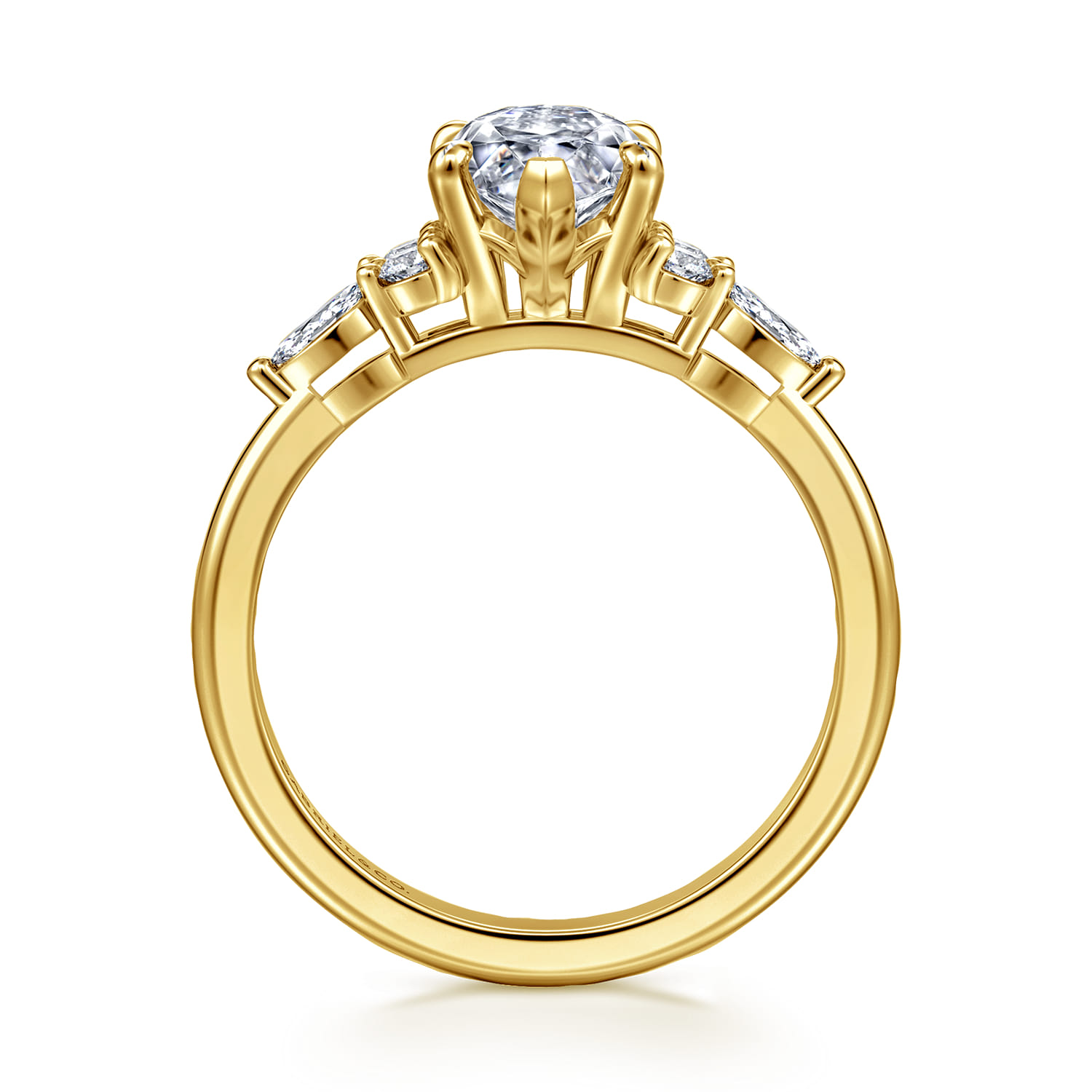 Avah - 14K Yellow Gold Marquise Diamond Cluster Engagement Ring