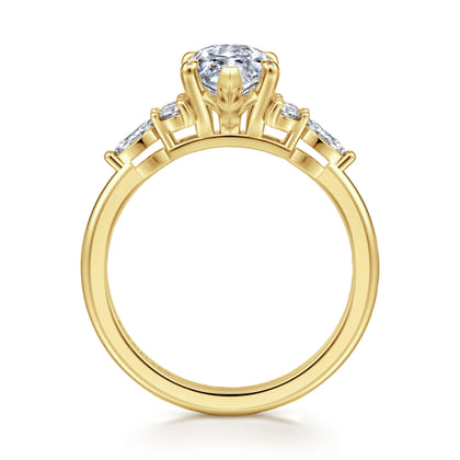 Avah - 14K Yellow Gold Marquise Diamond Cluster Engagement Ring