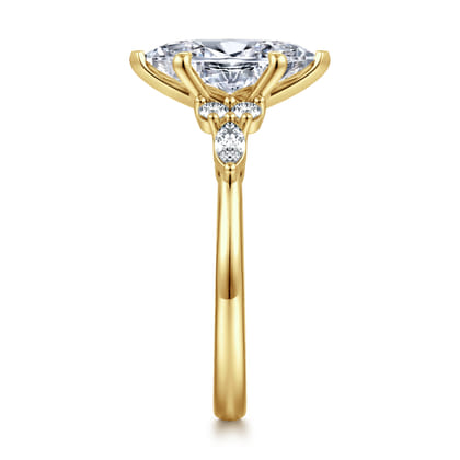Avah - 14K Yellow Gold Marquise Diamond Cluster Engagement Ring