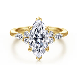 Avah - 14K Yellow Gold Marquise Diamond Cluster Engagement Ring