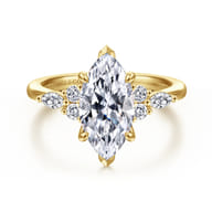 Avah - 14K Yellow Gold Marquise Diamond Cluster Engagement Ring
