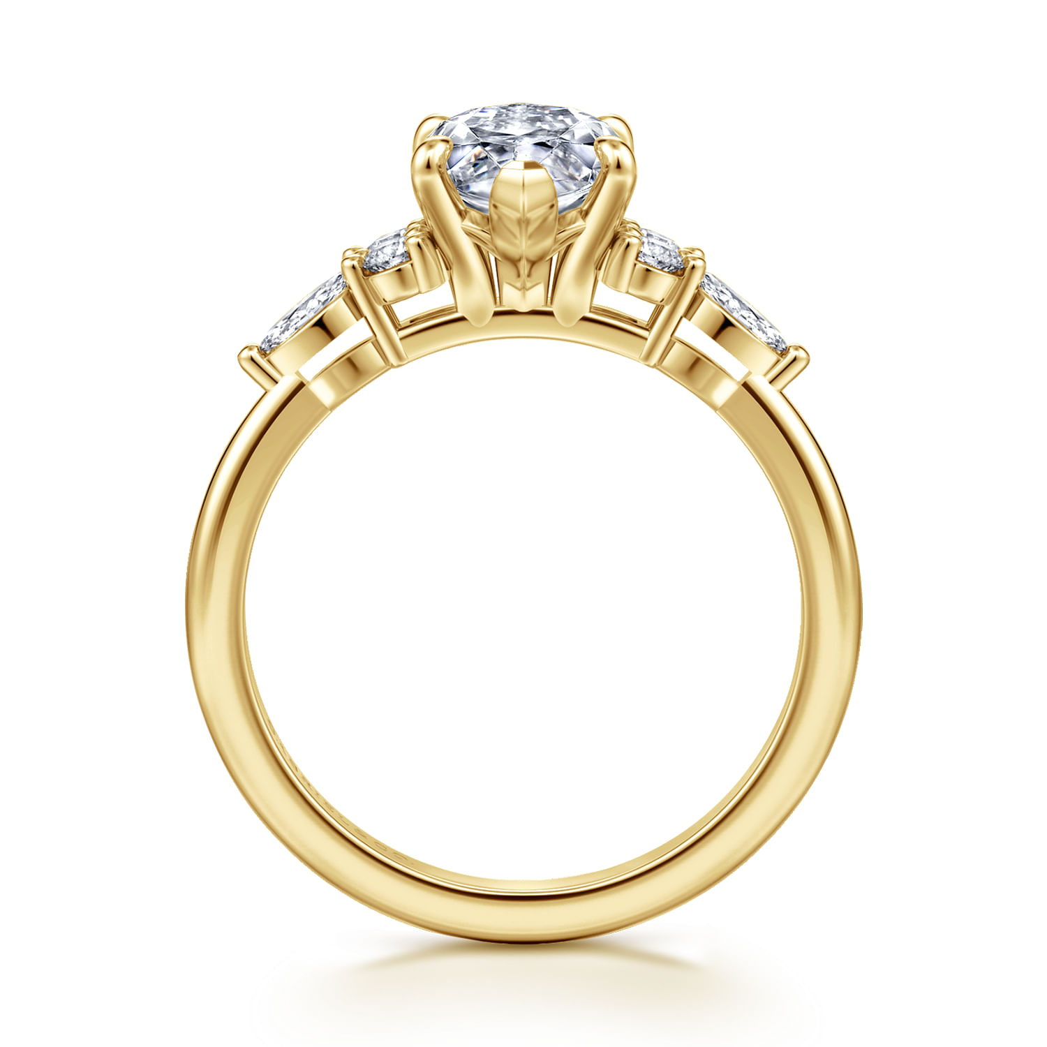 Avah - 14K Yellow Gold Marquise Diamond Cluster Engagement Ring