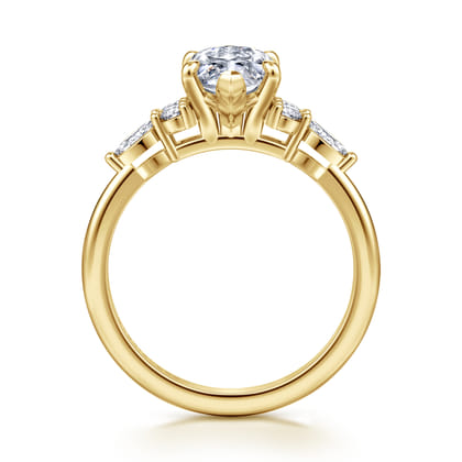 Avah - 14K Yellow Gold Marquise Diamond Cluster Engagement Ring