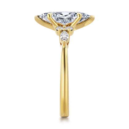 Avah - 14K Yellow Gold Marquise Diamond Cluster Engagement Ring