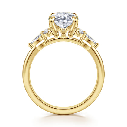 Avah - 14K Yellow Gold Oval Diamond Cluster Engagement Ring
