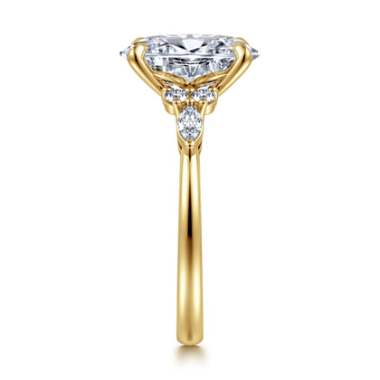 Avah - 14K Yellow Gold Oval Diamond Cluster Engagement Ring