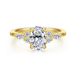 Avah - 14K Yellow Gold Oval Diamond Cluster Engagement Ring