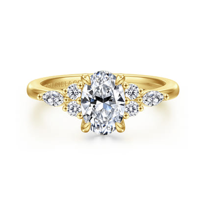 Avah - 14K Yellow Gold Oval Diamond Cluster Engagement Ring
