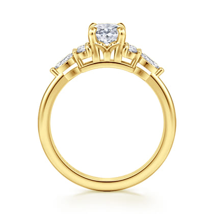 Avah - 14K Yellow Gold Oval Diamond Cluster Engagement Ring