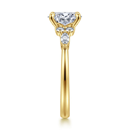 Avah - 14K Yellow Gold Oval Diamond Cluster Engagement Ring