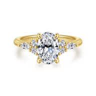 Avah - 14K Yellow Gold Oval Diamond Cluster Engagement Ring