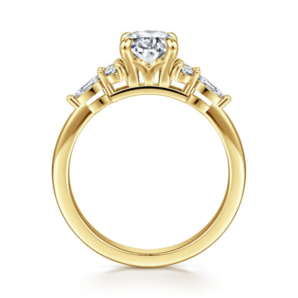 Avah - 14K Yellow Gold Oval Diamond Cluster Engagement Ring