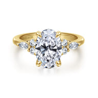 Avah - 14K Yellow Gold Oval Diamond Cluster Engagement Ring