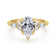 Avah - 14K Yellow Gold Pear Shape Diamond Cluster Engagement Ring