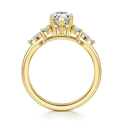 Avah - 14K Yellow Gold Pear Shape Diamond Cluster Engagement Ring
