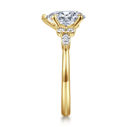 Avah - 14K Yellow Gold Pear Shape Diamond Cluster Engagement Ring